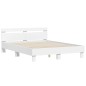 vidaXL Estructura de cama con cabecero y luces LED blanco 140x190 cm vidaXL Estructura de cama con cabecero y luces LED blanco 140x190 cm