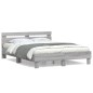 vidaXL Cama con cabecero madera de ingeniería gris Sonoma 140x200 cm vidaXL Cama con cabecero madera de ingeniería gris Sonoma 140x200 cm
