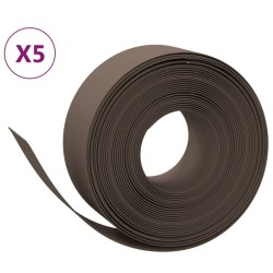 vidaXL Borduras de jardín 5 uds polietileno marrón 10 m 20 cm