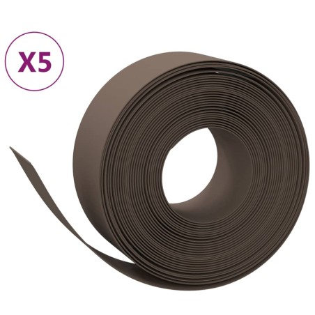 vidaXL Borduras de jardín 5 uds polietileno marrón 10 m 20 cm