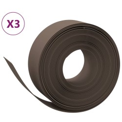 vidaXL Borduras de jardín 3 uds polietileno marrón 10 m 20 cm