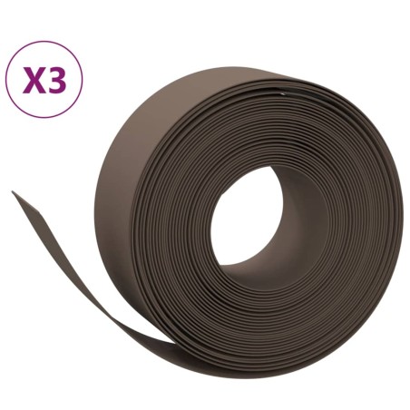 vidaXL Borduras de jardín 3 uds polietileno marrón 10 m 20 cm