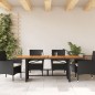 vidaXL Mesa de jardín superficie de madera ratán PE negro 190x80x74 cm
