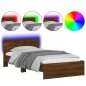 vidaXL Estructura de cama cabecero luces LED roble marrón 100x200 cm vidaXL Estructura de cama cabecero luces LED roble marrón 100x200 cm