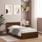 vidaXL Estructura de cama cabecero luces LED roble marrón 100x200 cm vidaXL Estructura de cama cabecero luces LED roble marrón 100x200 cm