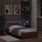 vidaXL Estructura de cama cabecero luces LED roble marrón 100x200 cm vidaXL Estructura de cama cabecero luces LED roble marrón 100x200 cm