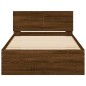 vidaXL Estructura de cama cabecero luces LED roble marrón 100x200 cm vidaXL Estructura de cama cabecero luces LED roble marrón 100x200 cm