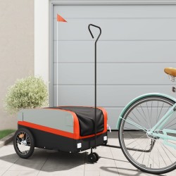 vidaXL Remolque para bicicleta hierro negro y naranja 45 kg