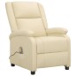 vidaXL Sillón de masaje de cuero auténtico blanco crema vidaXL Sillón de masaje de cuero auténtico blanco crema