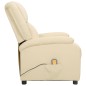 vidaXL Sillón de masaje de cuero auténtico blanco crema vidaXL Sillón de masaje de cuero auténtico blanco crema