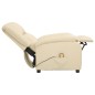 vidaXL Sillón de masaje de cuero auténtico blanco crema vidaXL Sillón de masaje de cuero auténtico blanco crema