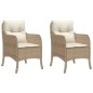 vidaXL Sillones de jardín con cojines 2 uds ratán sintético beige vidaXL Sillones de jardín con cojines 2 uds ratán sintético beige