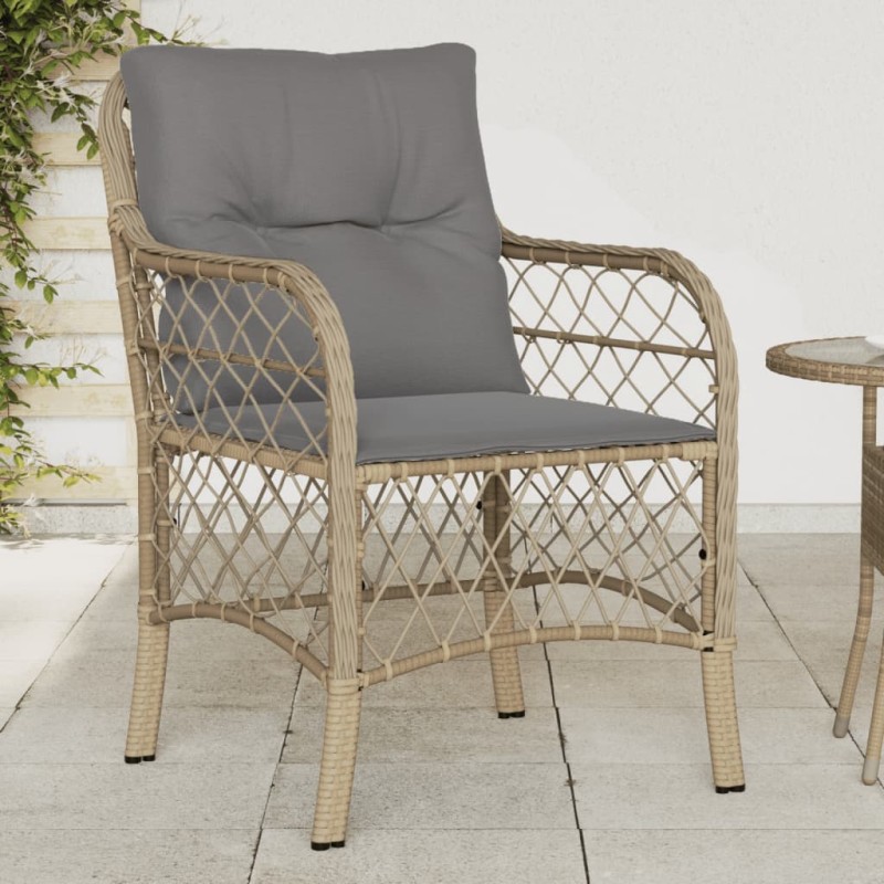 vidaXL Sillones jardín con cojines 2 uds ratán sintético beige mezcla