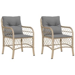 vidaXL Sillones jardín con cojines 2 uds ratán sintético beige mezcla