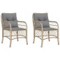 vidaXL Sillones jardín con cojines 2 uds ratán sintético beige mezcla