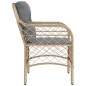 vidaXL Sillones jardín con cojines 2 uds ratán sintético beige mezcla