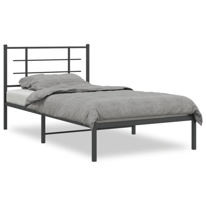 vidaXL Estructura de cama con cabecero metal negro 100x190 cm