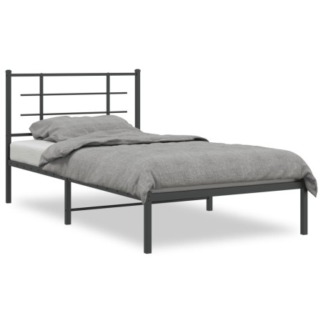 vidaXL Estructura de cama con cabecero metal negro 100x190 cm