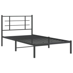 vidaXL Estructura de cama con cabecero metal negro 100x190 cm