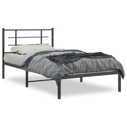 vidaXL Estructura de cama con cabecero metal negro 107x203 cm