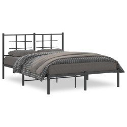 vidaXL Estructura de cama con cabecero metal negro 135x190 cm