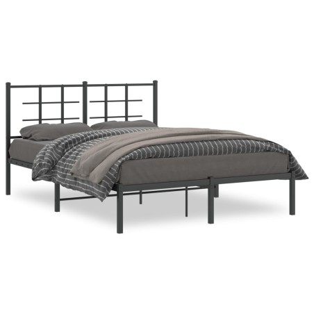 vidaXL Estructura de cama con cabecero metal negro 135x190 cm