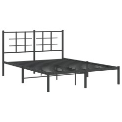 vidaXL Estructura de cama con cabecero metal negro 135x190 cm
