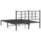 vidaXL Estructura de cama con cabecero metal negro 135x190 cm