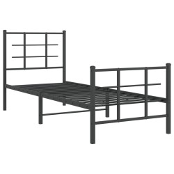vidaXL Estructura de cama con cabecero y estribo metal negro 75x190 cm
