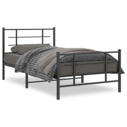 vidaXL Estructura de cama con cabecero y estribo metal negro 100x200cm