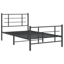 vidaXL Estructura de cama con cabecero y estribo metal negro 100x200cm