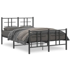 vidaXL Estructura de cama con cabecero y pie metal negro 120x190 cm