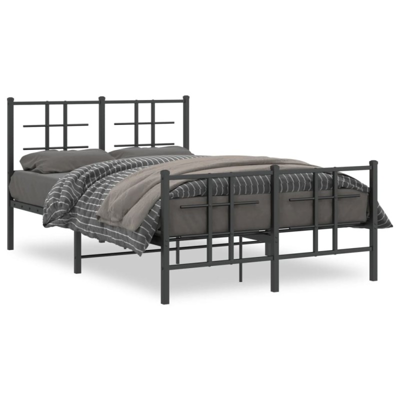 vidaXL Estructura de cama con cabecero y pie metal negro 120x190 cm vidaXL Estructura de cama con cabecero y pie metal negro 120x190 cm