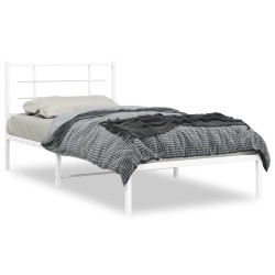 vidaXL Estructura de cama de metal con cabecero blanco 100x200 cm