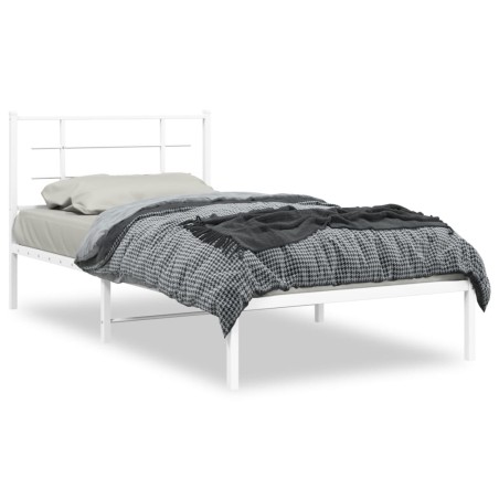 vidaXL Estructura de cama de metal con cabecero blanco 100x200 cm