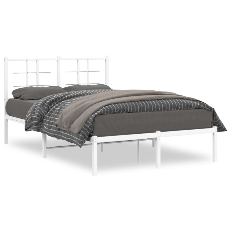 vidaXL Estructura de cama de metal con cabecero blanca 120x190 cm vidaXL Estructura de cama de metal con cabecero blanca 120x190 cm