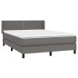 vidaXL Cama box spring con colchón cuero sintético gris 140x200 cm vidaXL Cama box spring con colchón cuero sintético gris 140x200 cm