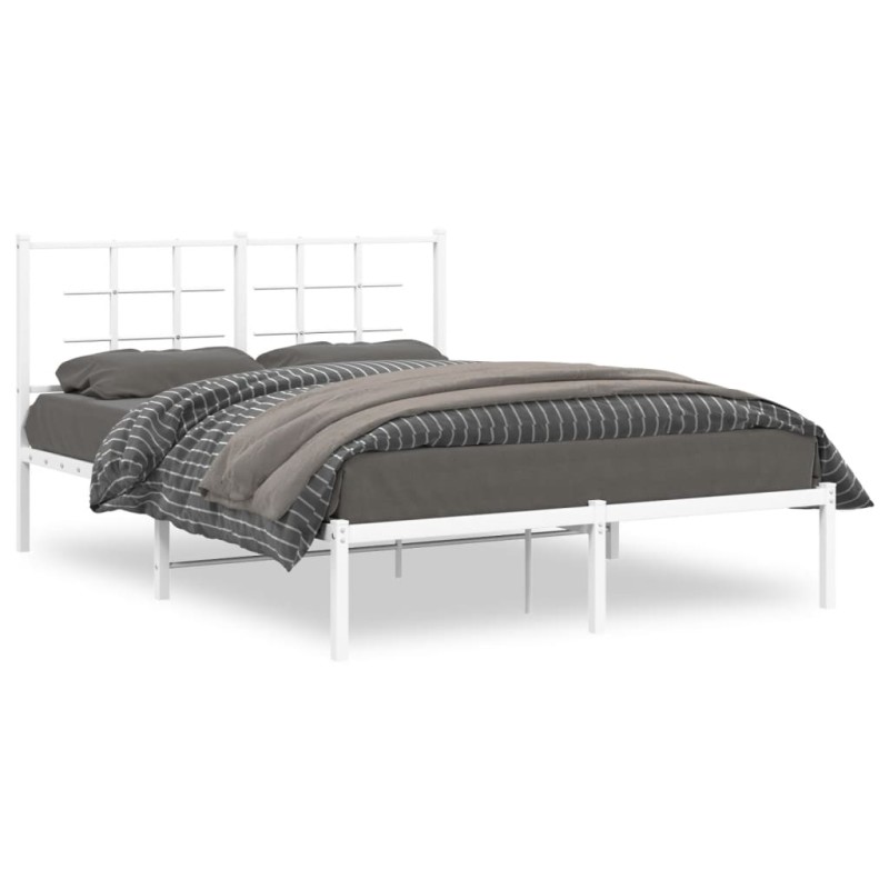 vidaXL Estructura de cama con cabecero metal blanca 140x200 cm