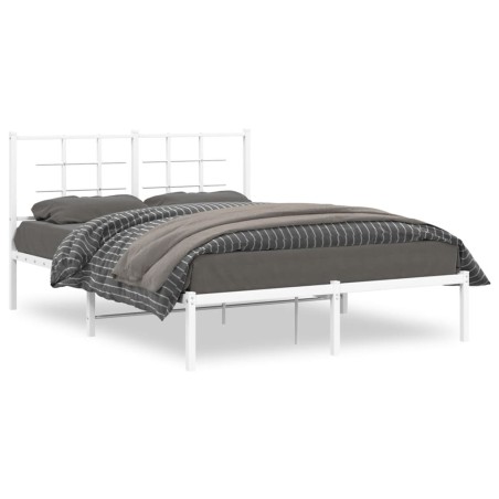 vidaXL Estructura de cama con cabecero metal blanca 140x200 cm