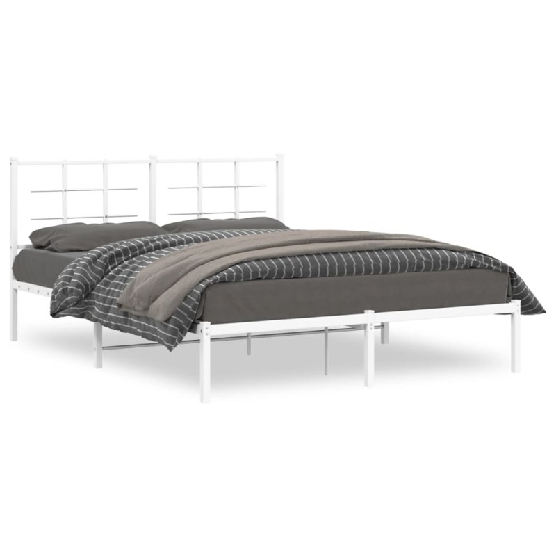 vidaXL Estructura de cama con cabecero metal blanca 160x200 cm vidaXL Estructura de cama con cabecero metal blanca 160x200 cm