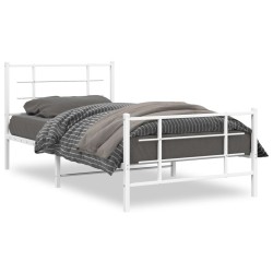 vidaXL Estructura cama metal con cabecero y pie cama blanca 107x203 cm