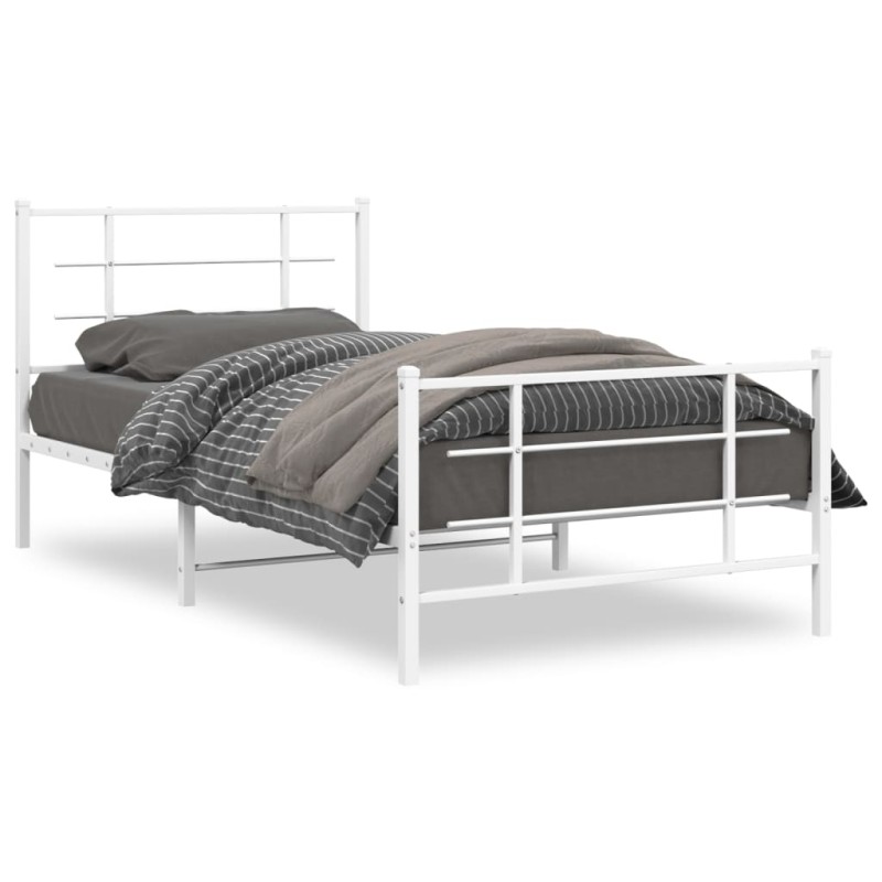 vidaXL Estructura cama metal con cabecero y pie cama blanca 107x203 cm vidaXL Estructura cama metal con cabecero y pie cama blanca 107x203 cm