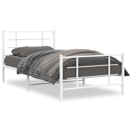 vidaXL Estructura cama metal con cabecero y pie cama blanca 107x203 cm