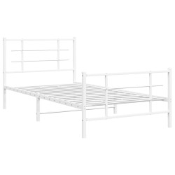 vidaXL Estructura cama metal con cabecero y pie cama blanca 107x203 cm