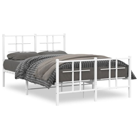 vidaXL Estructura cama metal con cabecero y estribo blanco 120x200 cm