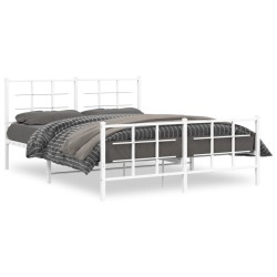 vidaXL Estructura cama metal con cabecero y estribo blanco 150x200 cm