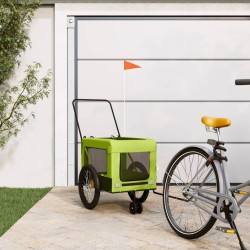 vidaXL Remolque de bicicleta mascotas hierro tela Oxford verde negro