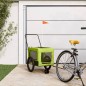 vidaXL Remolque de bicicleta mascotas hierro tela Oxford verde negro