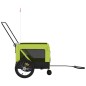 vidaXL Remolque de bicicleta mascotas hierro tela Oxford verde negro