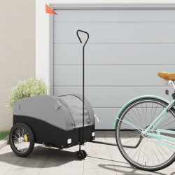 vidaXL Remolque para bicicleta hierro negro y gris 45 kg
